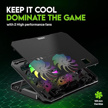 SpinBot Airflow X10 Laptop Cooling Pad with Dual Fans | Low Noise 30dB | 4-Level Adjustable Stand - Image 2