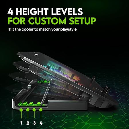 SpinBot Airflow X10 Laptop Cooling Pad with Dual Fans | Low Noise 30dB | 4-Level Adjustable Stand - Image 3