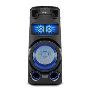 Sony MHC-V73D Wireless Bluetooth Party SpeakerFeel the beat of your track in Every Corner with Powerful Omni Directional Sound and Jet Bass Booster Omni Directional Party Light to fullfill the room with party Atmosphere Karaoke & Guitar Input to unlease your inner POP Star Drum along the music with Taiko mode Illuminated and Splash proof LED touch panel for easy control of music even in the dark Control Mic Pitch, change Track or trun up the volume with a vertical or horizontal wave your hand Change tracks, Control the party lights and do many more with Voice control via Fiestable One touch wireless listening with NFC and Bluetooth Music center app compatibility Find your Singing Superstar with Karaoke Ranking via Fiestable APP